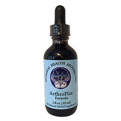 A 2 oz. bottle of our ArthroFlex herbal formula, for easing arthritic symptoms, often a side effect of Lyme disease or normal aging.